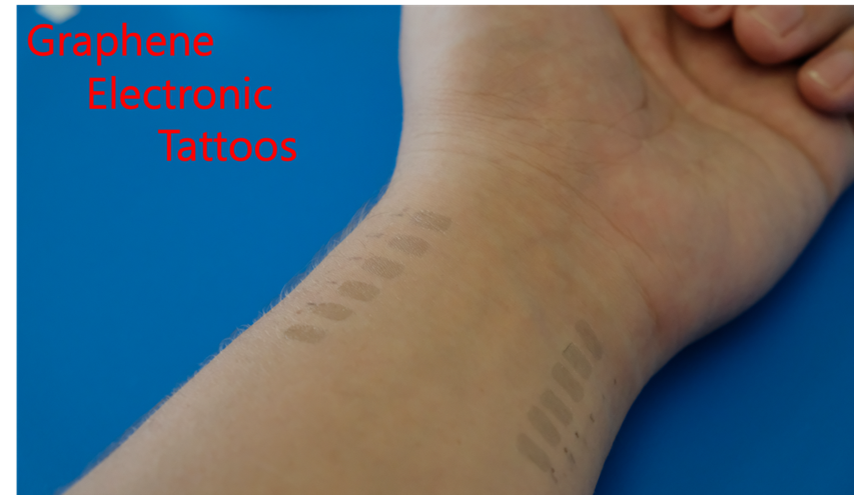 Hand with a graphene tattoo